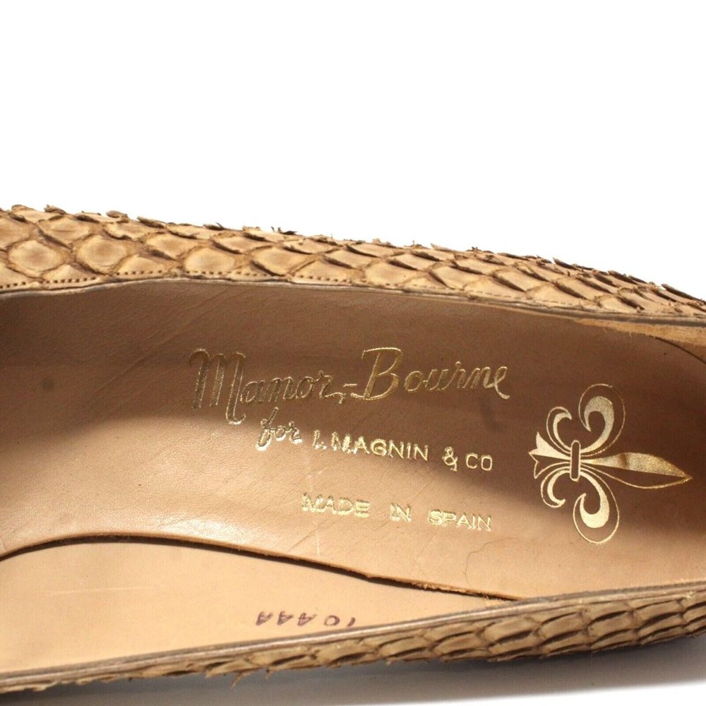 Vintage Manor Bourne For I. Magnin Co Wmens Size 10AAA Snakeskin Pumps Heels - Picture 10 of 12